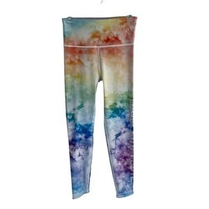 WITH Wear it to heart Colorful Tie-Dye Leggings Size Medium "Lead With Love"